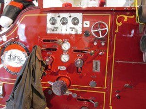 controls on fire pumper truck